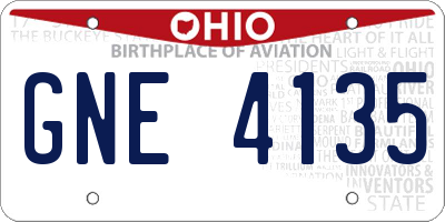 OH license plate GNE4135