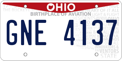 OH license plate GNE4137