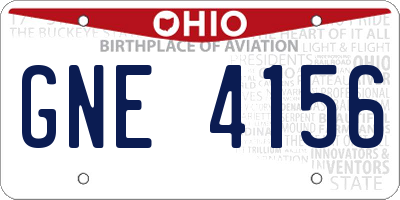 OH license plate GNE4156