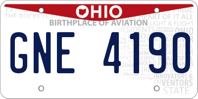OH license plate GNE4190