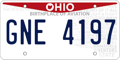 OH license plate GNE4197