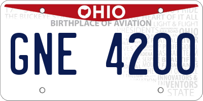 OH license plate GNE4200