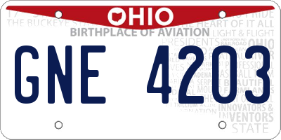 OH license plate GNE4203
