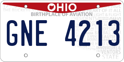 OH license plate GNE4213