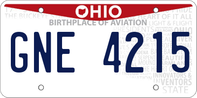 OH license plate GNE4215
