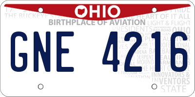 OH license plate GNE4216