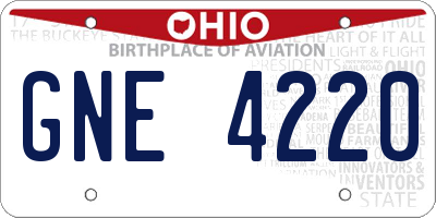 OH license plate GNE4220