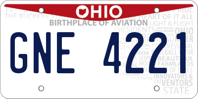 OH license plate GNE4221