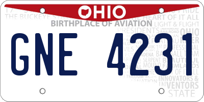OH license plate GNE4231
