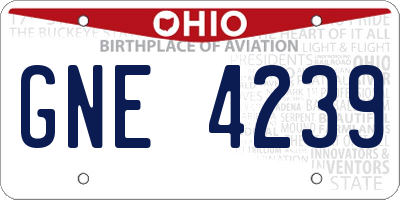 OH license plate GNE4239