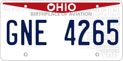OH license plate GNE4265