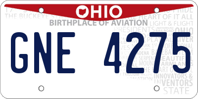 OH license plate GNE4275