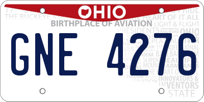 OH license plate GNE4276