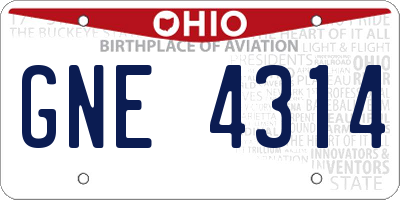 OH license plate GNE4314