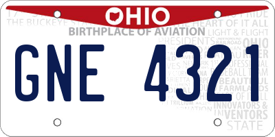 OH license plate GNE4321