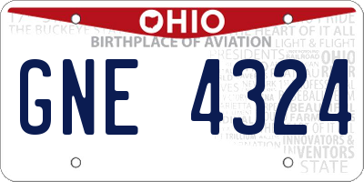 OH license plate GNE4324