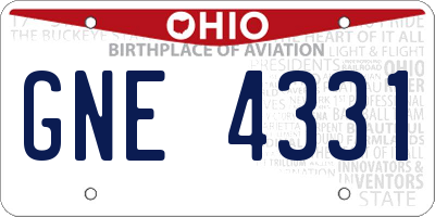 OH license plate GNE4331