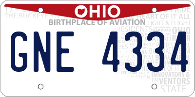 OH license plate GNE4334
