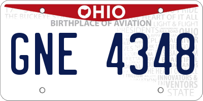 OH license plate GNE4348
