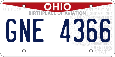 OH license plate GNE4366
