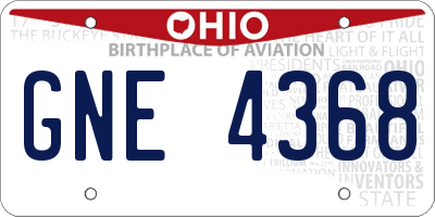 OH license plate GNE4368