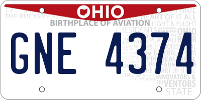 OH license plate GNE4374