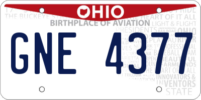 OH license plate GNE4377