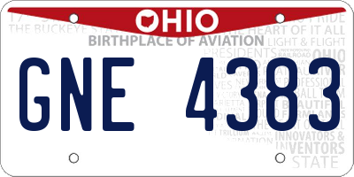 OH license plate GNE4383