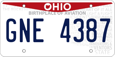 OH license plate GNE4387