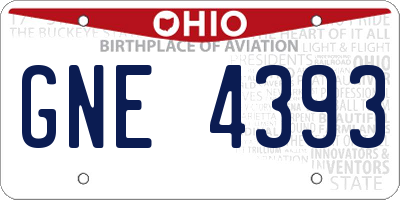OH license plate GNE4393