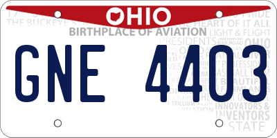 OH license plate GNE4403
