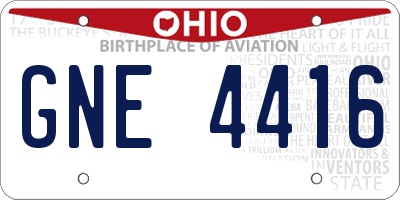 OH license plate GNE4416