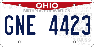 OH license plate GNE4423