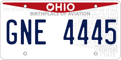 OH license plate GNE4445