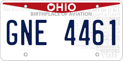 OH license plate GNE4461