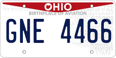 OH license plate GNE4466
