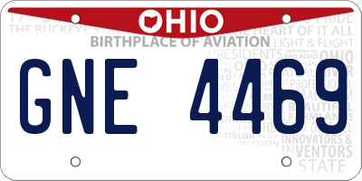 OH license plate GNE4469