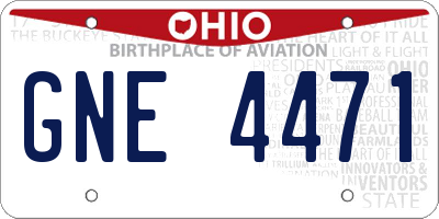 OH license plate GNE4471