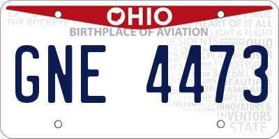 OH license plate GNE4473