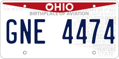 OH license plate GNE4474