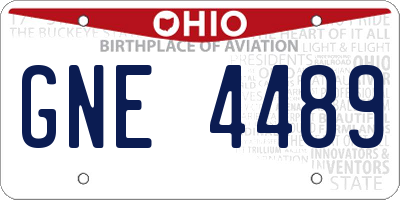 OH license plate GNE4489