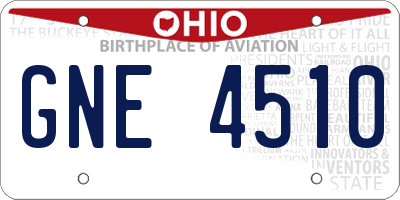 OH license plate GNE4510