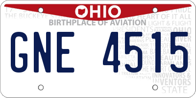 OH license plate GNE4515