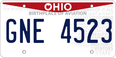 OH license plate GNE4523