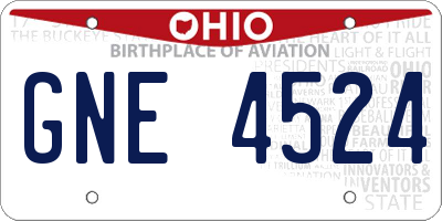 OH license plate GNE4524