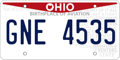 OH license plate GNE4535