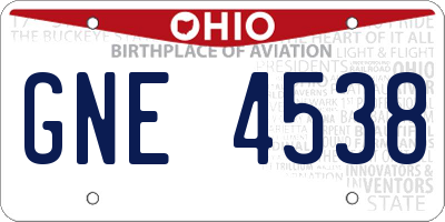 OH license plate GNE4538