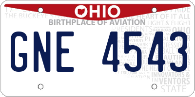 OH license plate GNE4543