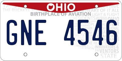 OH license plate GNE4546