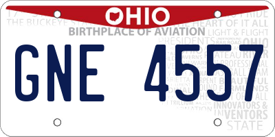 OH license plate GNE4557